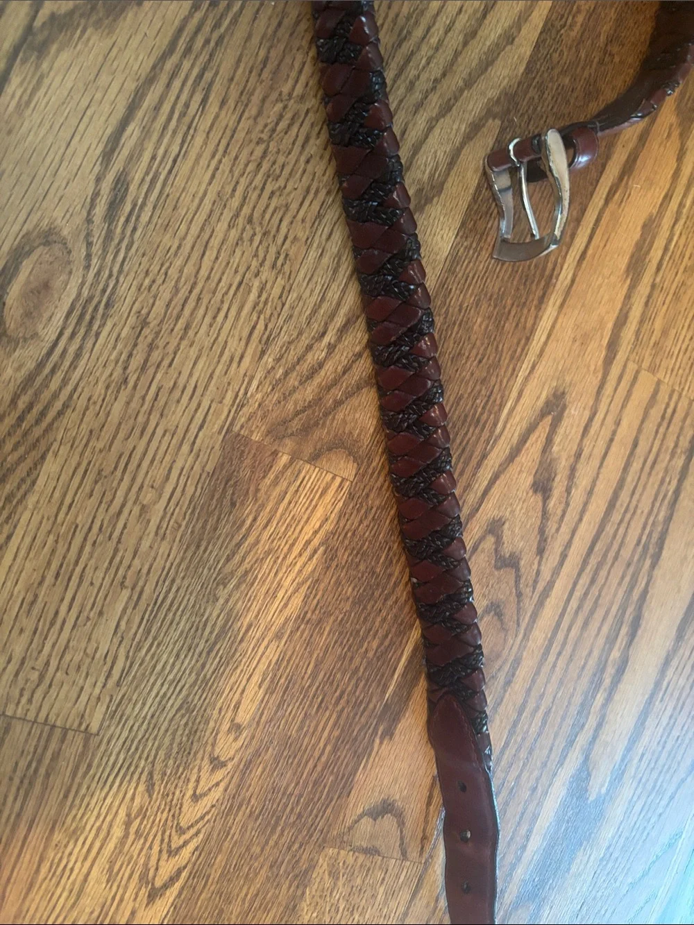 Vintage Men’s Brown Woven Braided Leather Belt Size 34/85 Boho Western EUC